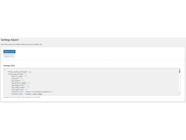 Settings Export